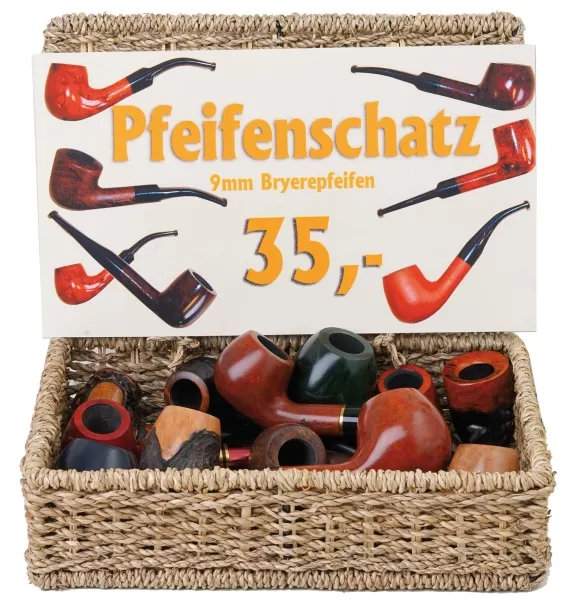 Pfeifenschatz 12 mediterrane Bry�repfeifen im Klappkorb 9mm Filter