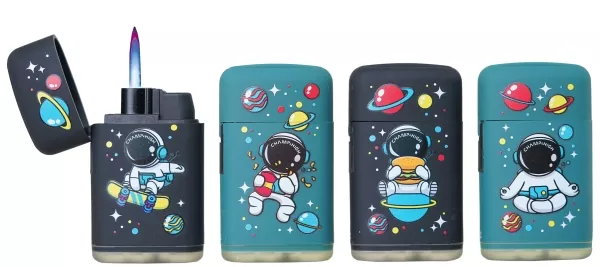 NEW-KOMPAKT-JET Feuerzeug Space gummiert