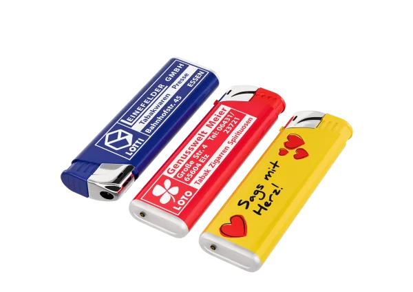 Elektronikfeuerzeug VERONA vollfarbig mit Siebdruck 1/1 Chromkappe