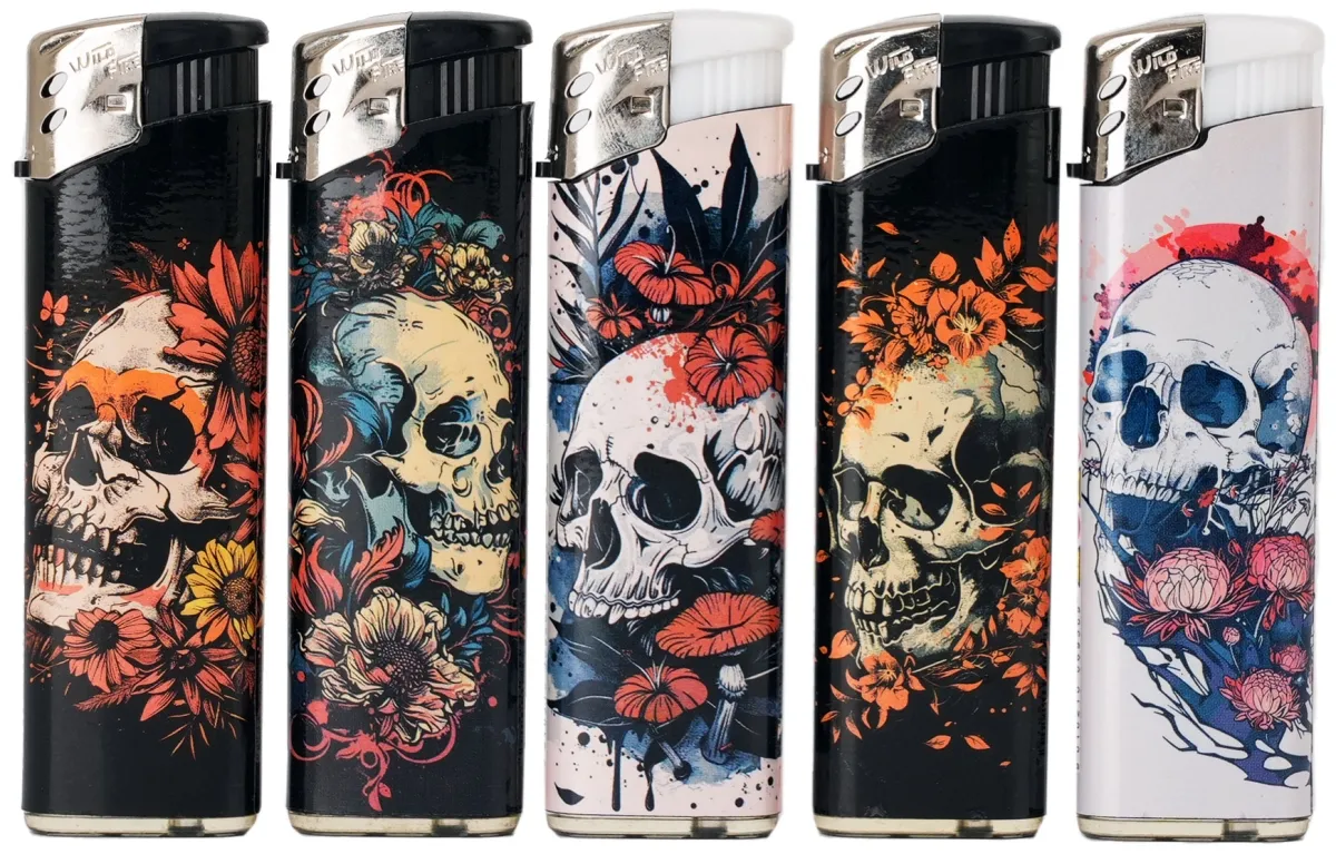 Elektronikfeuerzeug Skulls and Flowers
