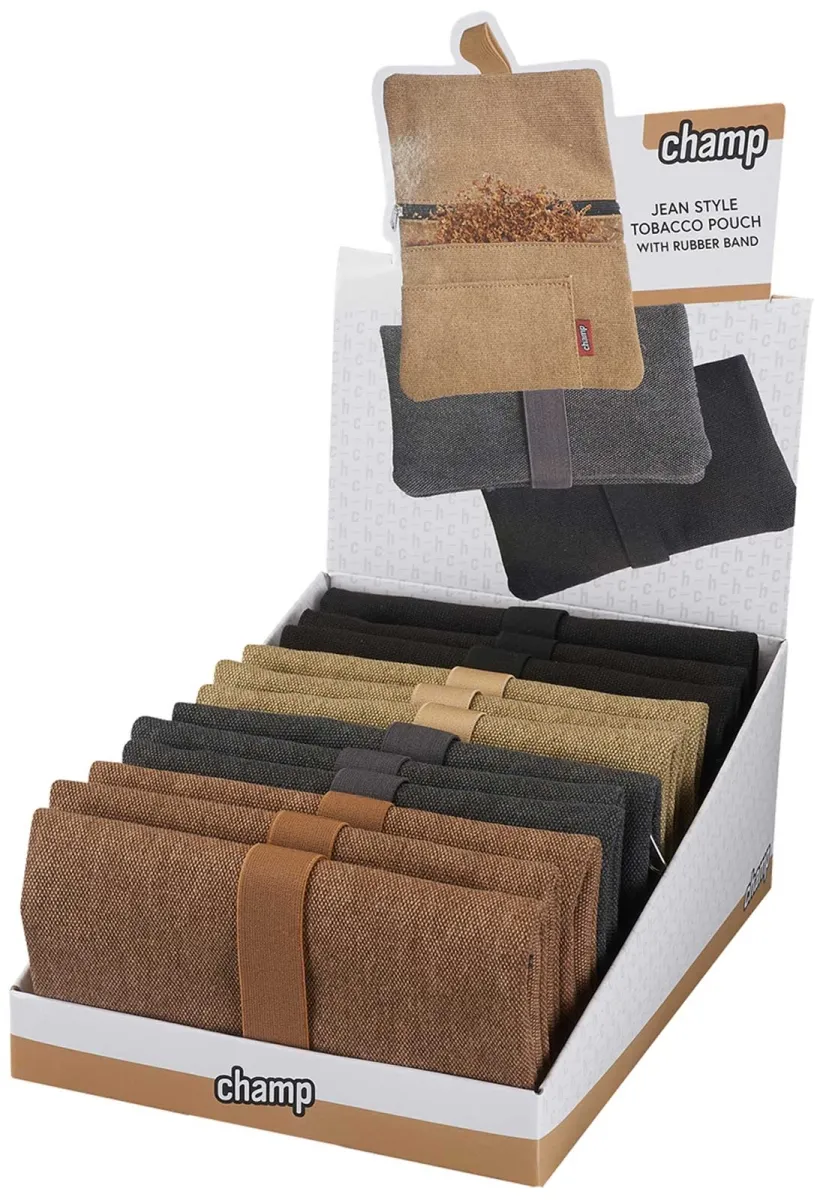 Tobacco Pouch Demim mit Gummiband VE 12
