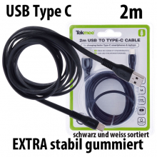 TekMee Micro USB-C Kabel 2m gummiert