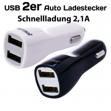 TekMee USB-Auto 2er Universal Ladestecker 2,1A